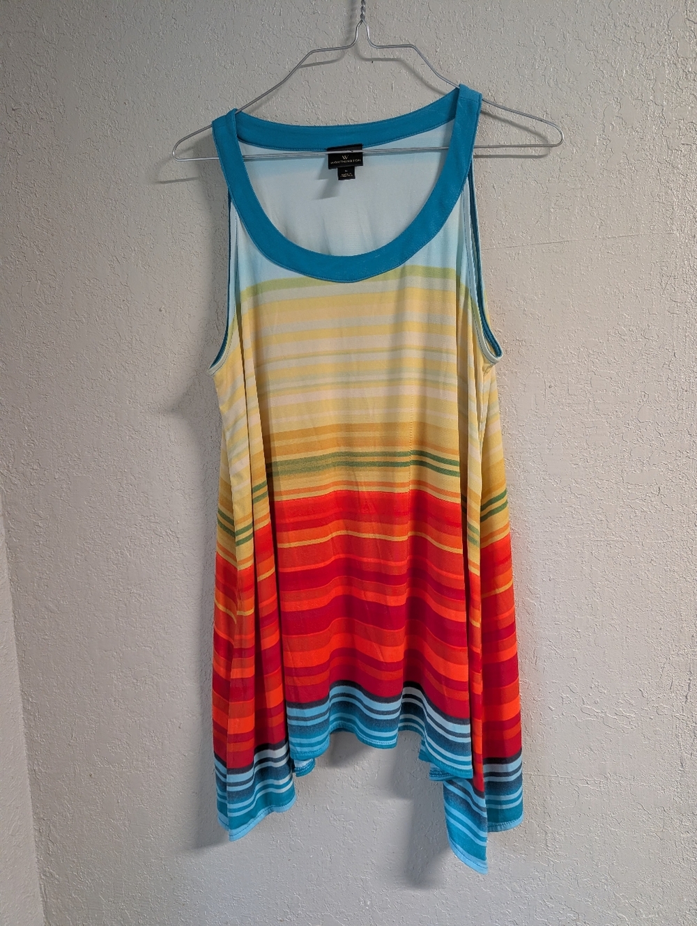 Multicolor Striped Tank L Handkerchief Colorway Boho Festival Scoop Neck Halter